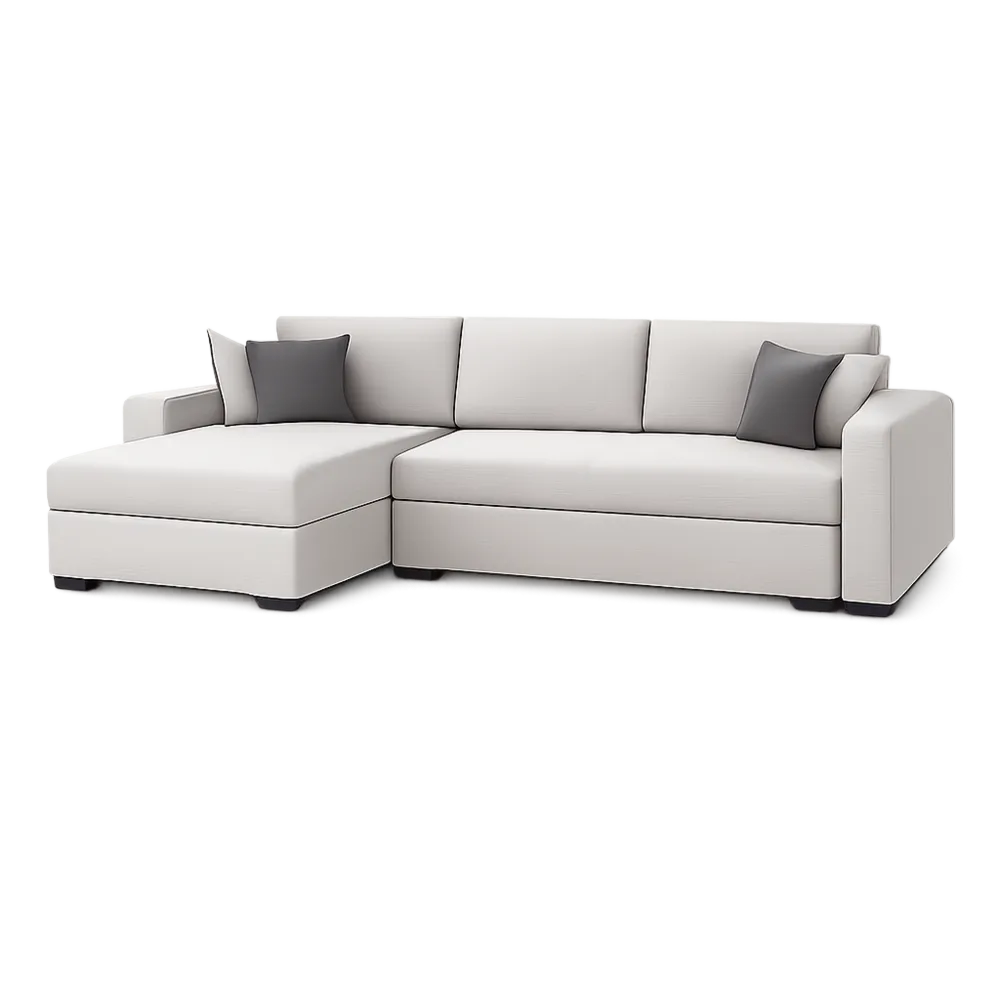 Ecksofa L-Form mit Chaiselongue 260 cm x 160 cm x 85 cm Polyester Holzgestell Creme Beige Grau Schwarz 3-Sitzer mit Armlehnen und Kissen