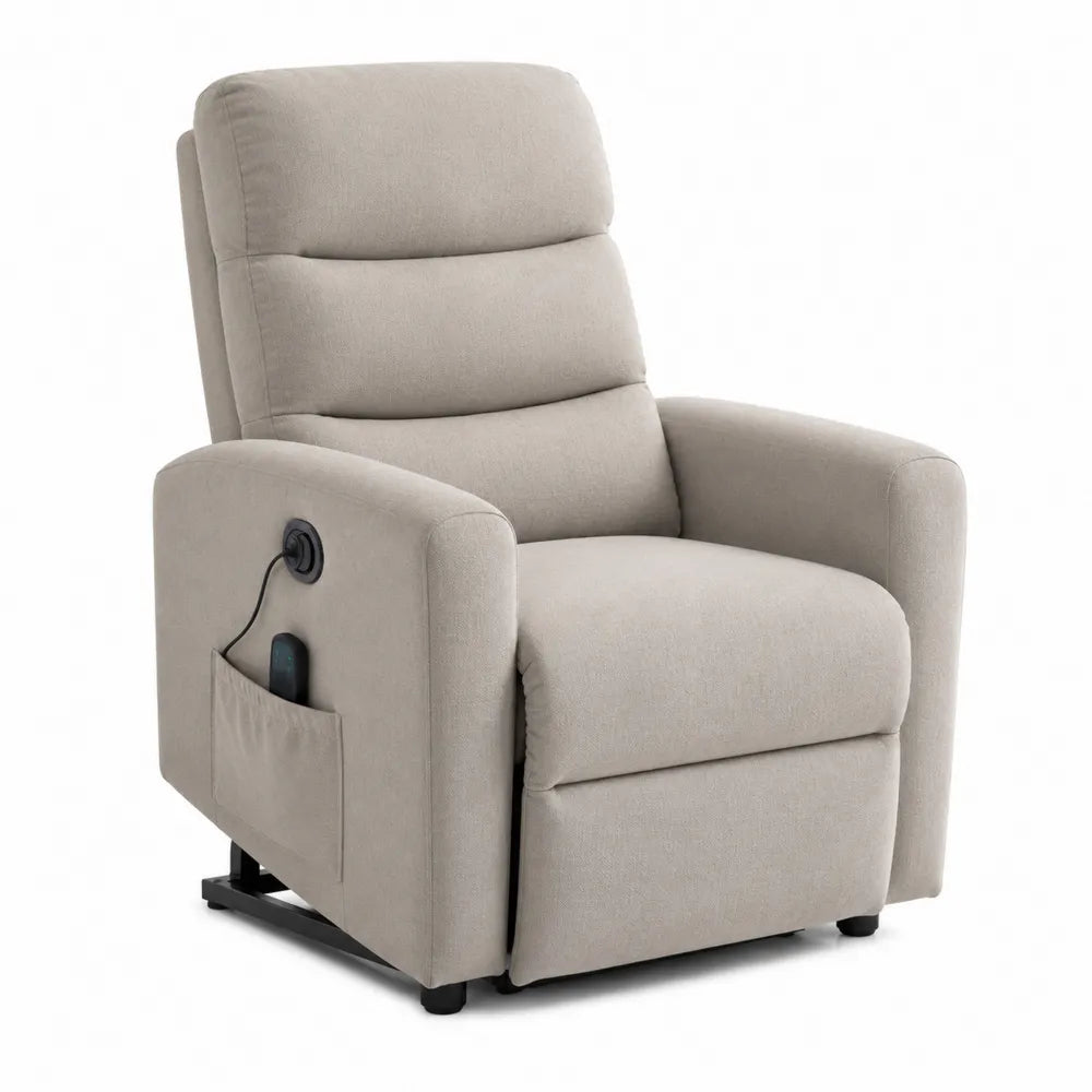 Elektrischer Relaxsessel 78 cm x 90 cm x 110 cm Polyester Stahl Beige Schwarz mit Armlehnen und Seitentasche