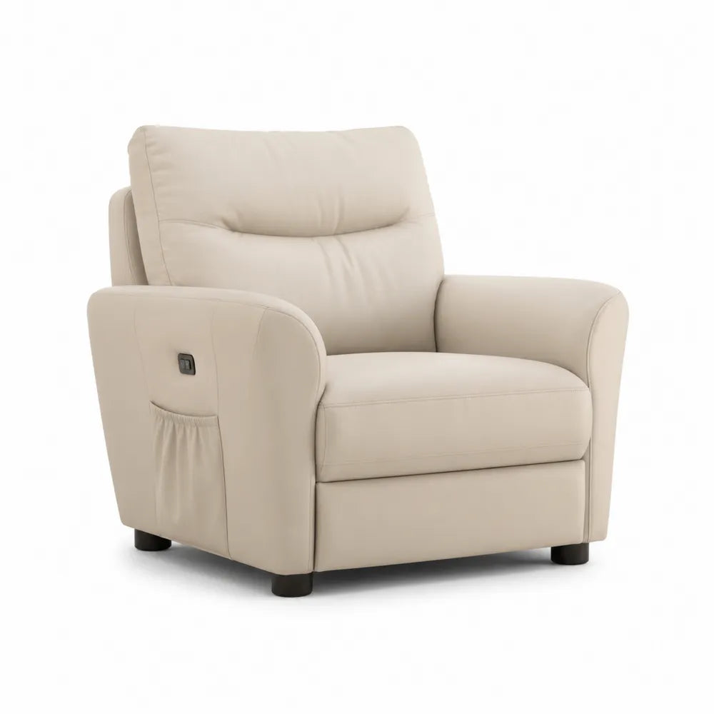 Relaxsessel elektrisch 90 x 90 x 100 cm Beige PU Kunstleder gepolstert mit Armlehnen und Stahlgestell