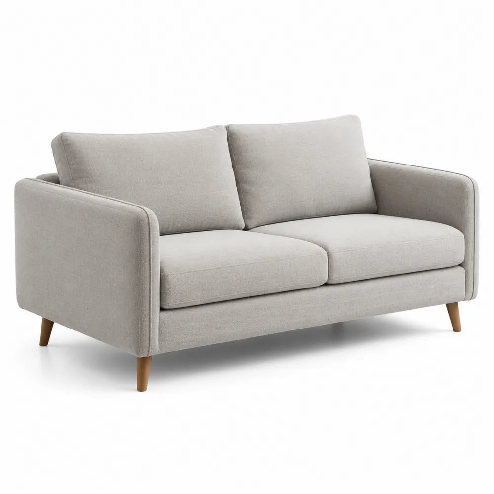 2-Sitzer Sofa 170 cm x 85 cm x 85 cm Polyester Holz Hellgrau mit Armlehnen und Kissen