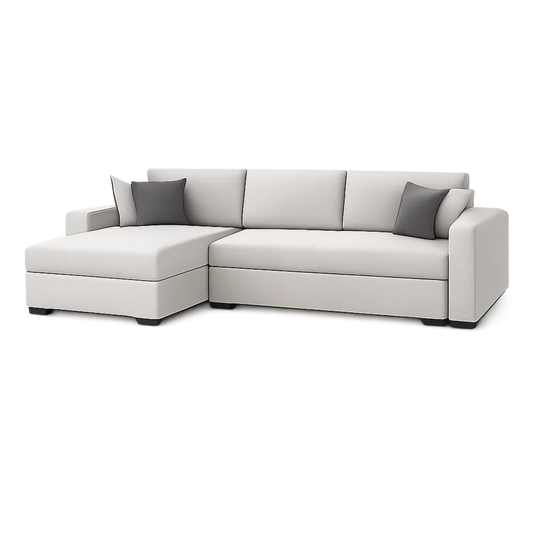 Ecksofa L-Form mit Chaiselongue 260 cm x 160 cm x 85 cm Polyester Holzgestell Creme Beige Grau Schwarz 3-Sitzer mit Armlehnen und Kissen