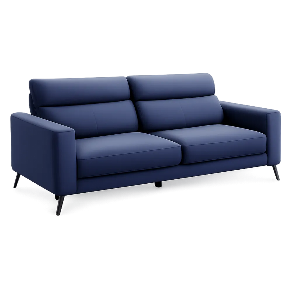 Sofa 2 Sitzer 180 x 85 x 85 cm Blau Stoff Metallfüße Schwarz Polstersofa rechteckig