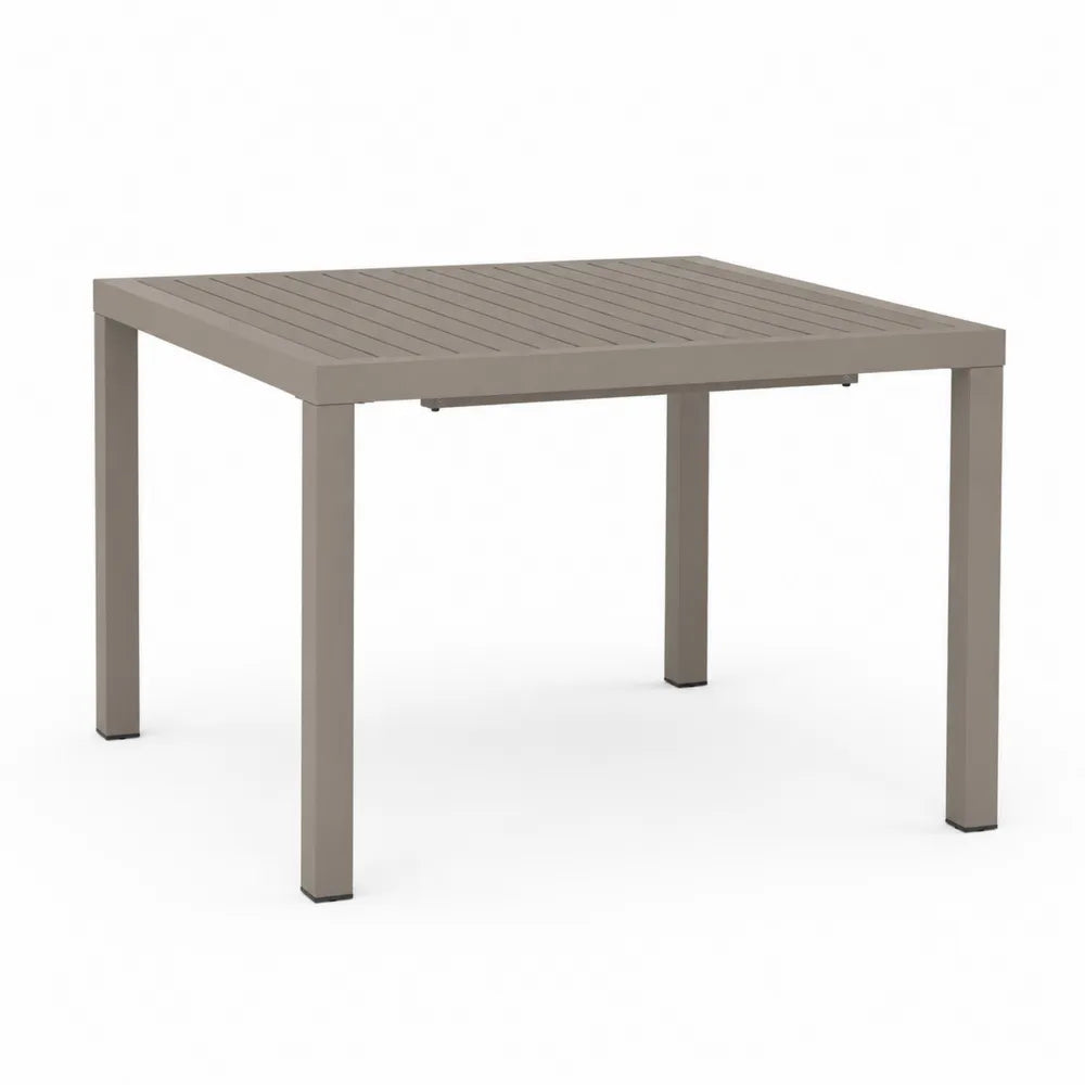 Gartentisch 80 x 80 x 75 cm quadratisch Aluminium Lamellen Tischplatte taupe Metallrahmen wetterfest Outdoor