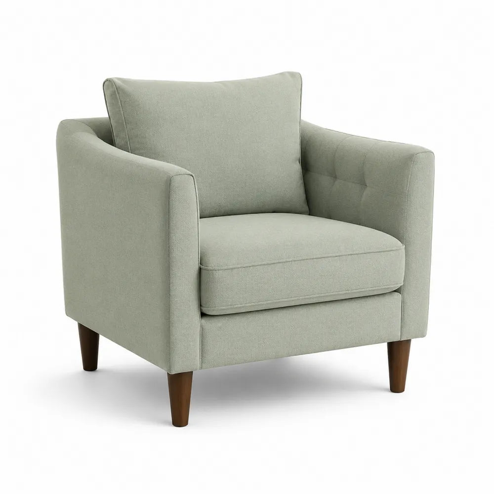Sessel 75 cm x 78 cm x 85 cm Polyester Holzgestell Salbeigrün Braun mit Armlehnen