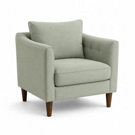 Sessel 75 cm x 78 cm x 85 cm Polyester Holzgestell Salbeigrün Braun mit Armlehnen